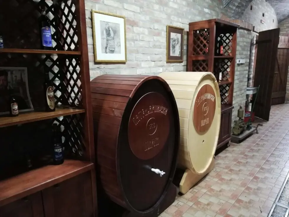 Sremski Karlovci wine cellar with traditional barrels